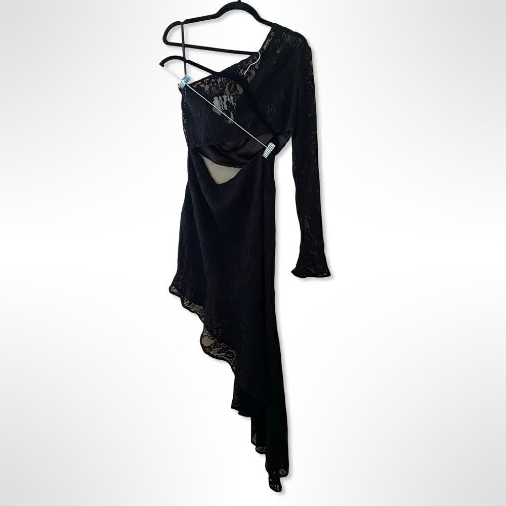Majorelle Annel Dress Black Lace Asymmetrical Cut Out Going Out Revolve Sz L NWT - Picture 8 of 12